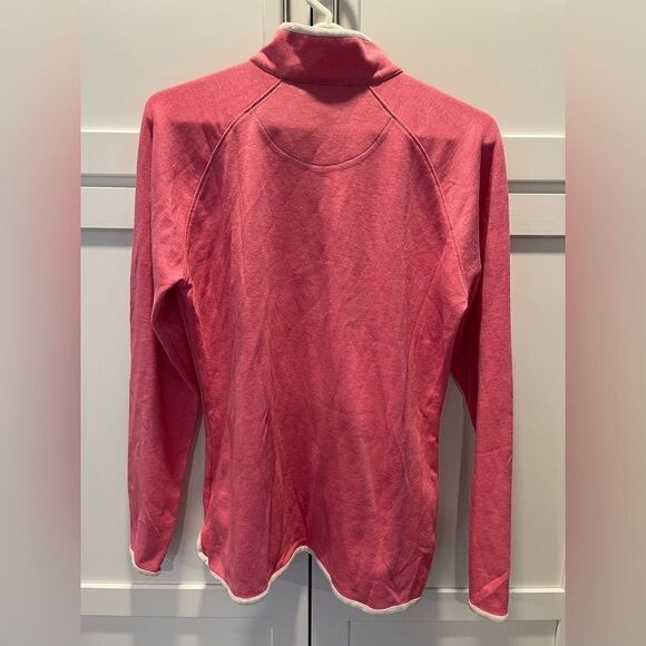 Peter Millar Womens 1/2 Zip Pullover Sweater Mock Neck Pink Cotton Blend Sz L - Picture 2 of 6